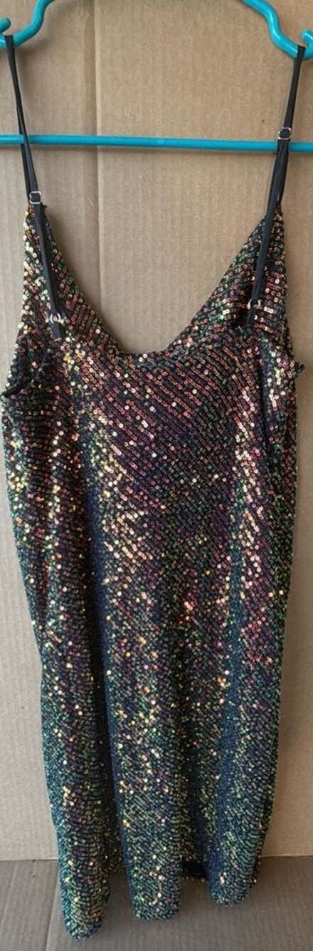 Style Rack Multi-Color Sequin Cowl Neck Mini Dress - Picture 6 of 8